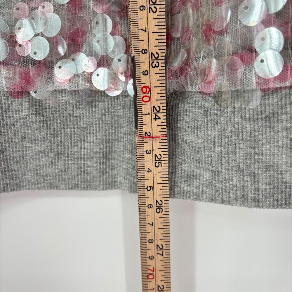NWT‎ Maeve Sequin Sweatshirt Sz XL Gray Pink Crew Neck Fun Maximalist *Flaw - Picture 14 of 15